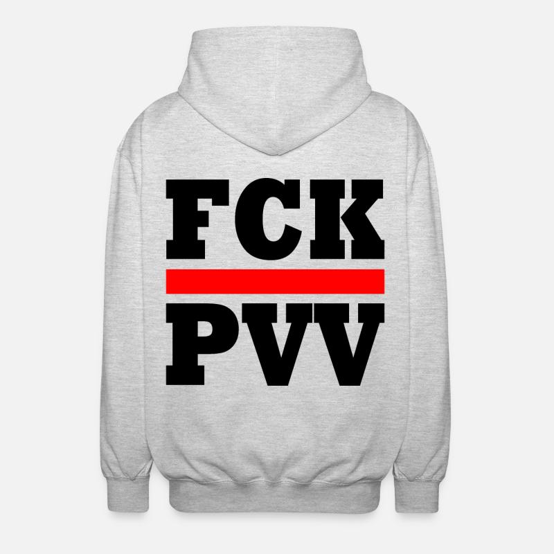 Fck pvv - Unisex Kapuzenjacke - Hellgrau meliert