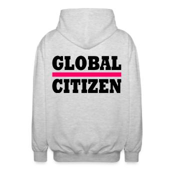 global citizen - Unisex Hooded Jacket - light heather grey - Back - AI Model Male 185 light (185cm)