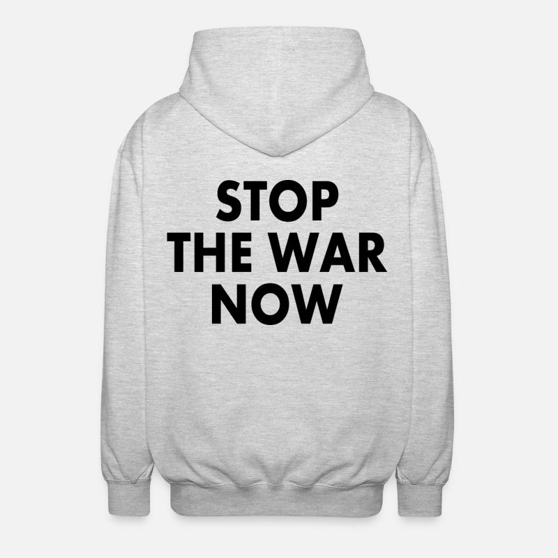 Stop the war now - Unisex Kapuzenjacke - Hellgrau meliert