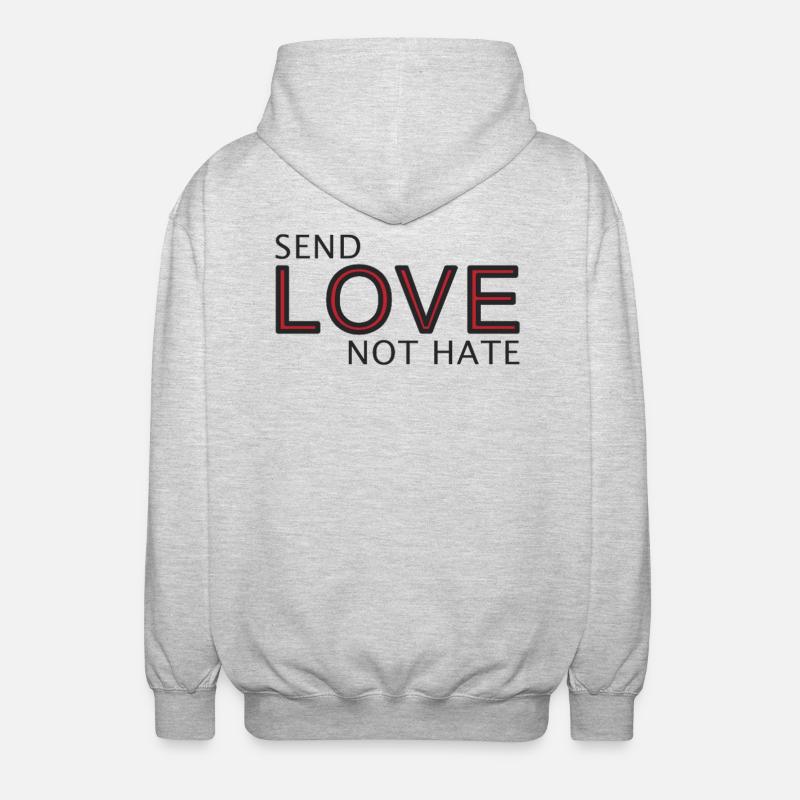 Send Love Not Hate Statement - Unisex Hooded Jacket - light heather grey
