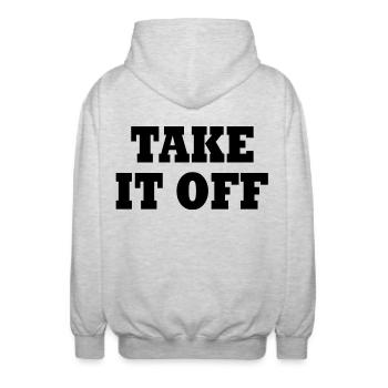 Take it off - Unisex Hooded Jacket - light heather grey - Back - AI Model Male 185 light (185cm)