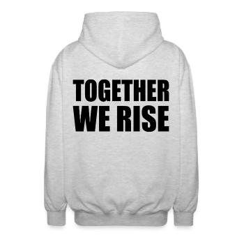 together we rise - Unisex Hooded Jacket - light heather grey - Back - AI Model Male 185 light (185cm)