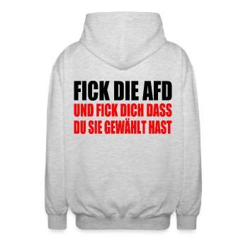 fick die afd - Unisex Kapuzenjacke - Hellgrau meliert - Hinten - AI Model Male 185 light (185cm)