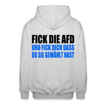 fick die afd - Unisex Kapuzenjacke - Hellgrau meliert - Hinten - AI Model Male 185 light (185cm)