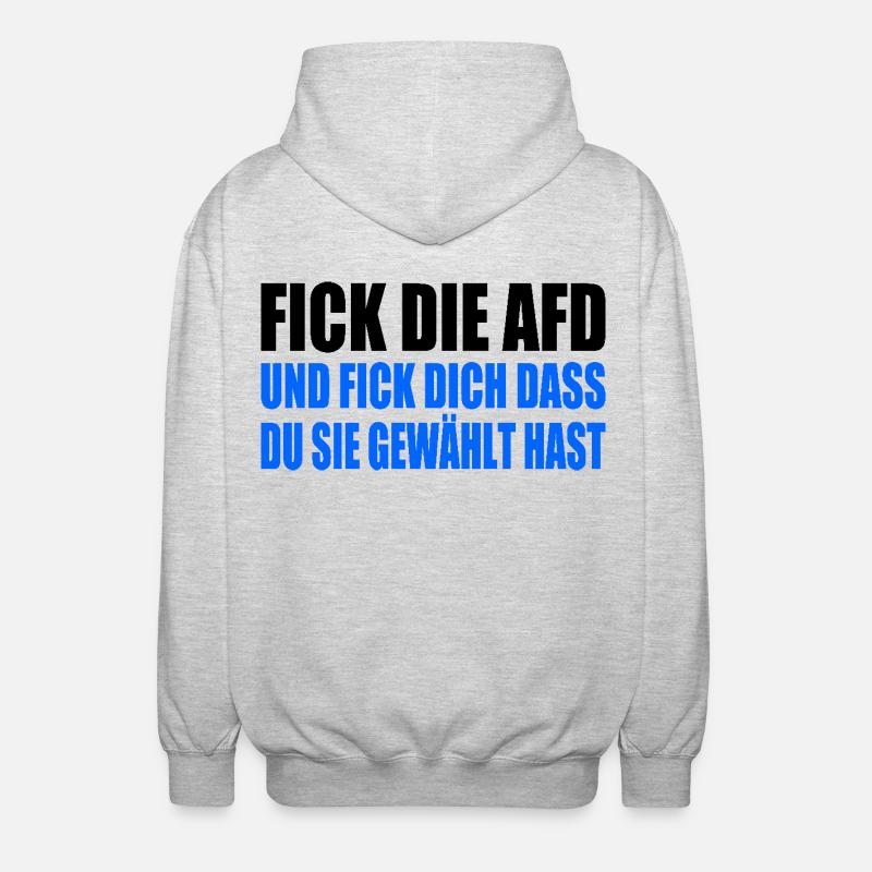 fick die afd - Unisex Kapuzenjacke - Hellgrau meliert