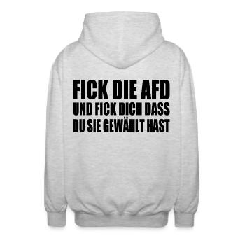 fick die afd - Unisex Kapuzenjacke - Hellgrau meliert - Hinten - AI Model Male 185 light (185cm)