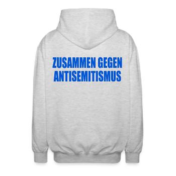 zusammen gegen antisemitismus - Unisex Kapuzenjacke - Hellgrau meliert - Hinten - AI Model Male 185 light (185cm)
