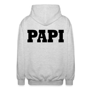 Papi - Unisex Kapuzenjacke - Hellgrau meliert - Hinten - AI Model Male 185 light (185cm)