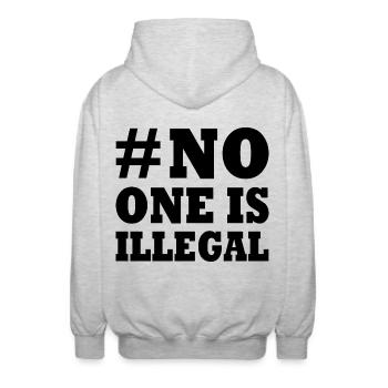 no one is illegal - Unisex Hooded Jacket - light heather grey - Back - AI Model Male 185 light (185cm)