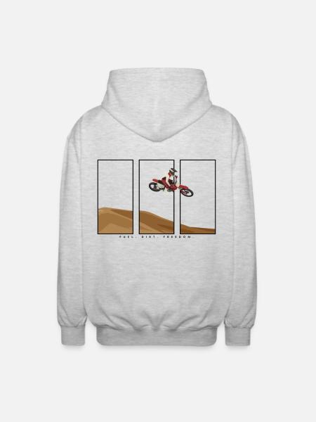 Fuel. Dirt. Freedom. - Unisex Hooded Jacket - light heather grey