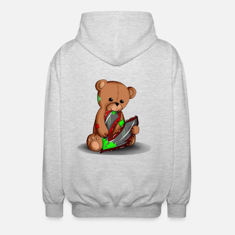 Teddy with logo - Unisex Hooded Jacket - light heather grey