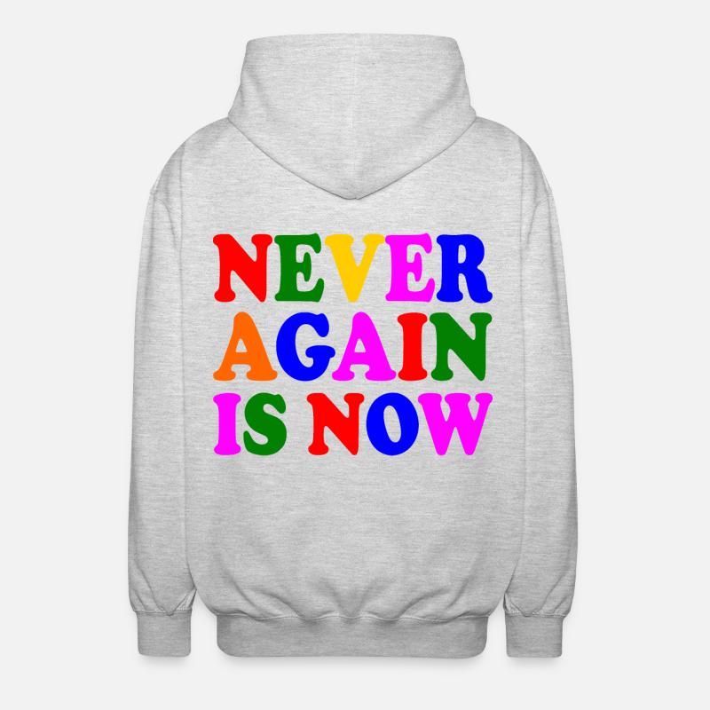 Never again is now - Unisex Kapuzenjacke - Hellgrau meliert