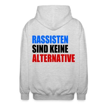 rassisten sind keine alternative - Unisex Kapuzenjacke - Hellgrau meliert - Hinten - AI Model Male 185 light (185cm)