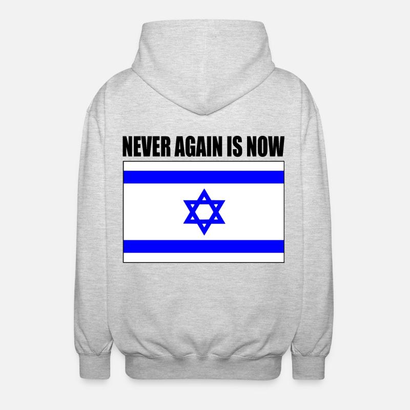 Never again is now - Unisex Kapuzenjacke - Hellgrau meliert