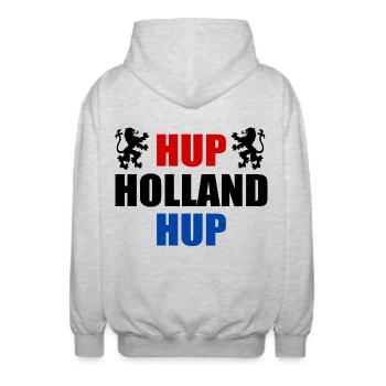 Hup holland hup - Unisex Kapuzenjacke - Hellgrau meliert - Hinten - AI Model Male 185 light (185cm)