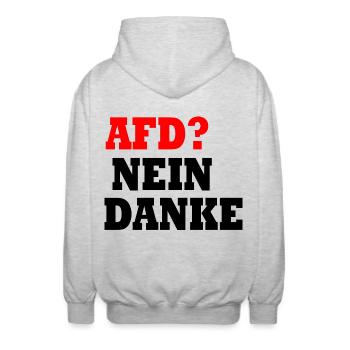 Afd nein danke - Unisex Kapuzenjacke - Hellgrau meliert - Hinten - AI Model Male 185 light (185cm)