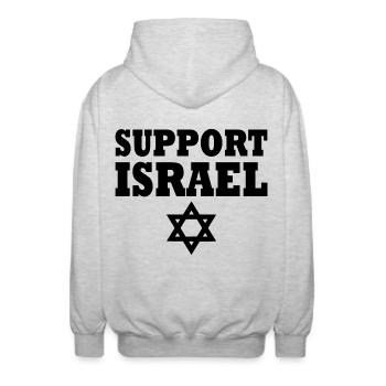 Support israel - Veste à capuche unisexe - gris clair chiné - Dos - AI Model Male 185 light (185cm)
