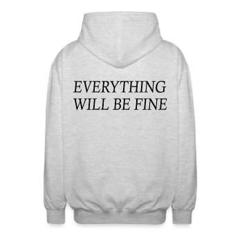 everything will be fine - Unisex Hooded Jacket - light heather grey - Back - AI Model Male 185 light (185cm)