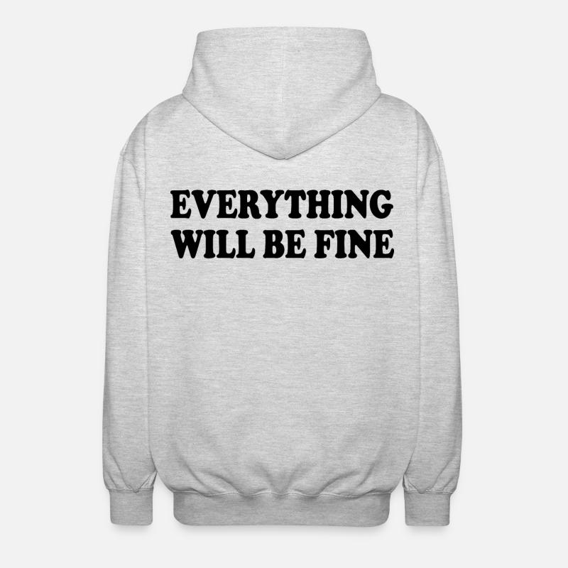 everything will be fine - Unisex Kapuzenjacke - Hellgrau meliert