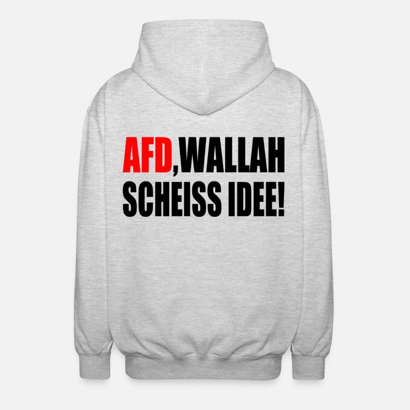 Afd wallah scheiss idee - Unisex Kapuzenjacke - Hellgrau meliert