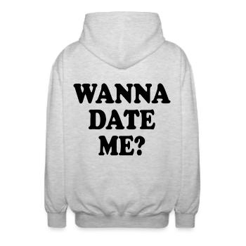 wanna date me - Unisex Hooded Jacket - light heather grey - Back - AI Model Male 185 light (185cm)
