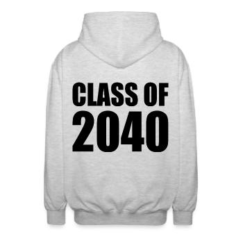 Class of 2040 - Unisex Hooded Jacket - light heather grey - Back - AI Model Male 185 light (185cm)