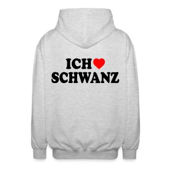 Ich liebe schwanz - Unisex Kapuzenjacke - Hellgrau meliert - Hinten - AI Model Male 185 light (185cm)