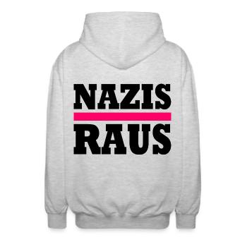 Nazis raus - Unisex Kapuzenjacke - Hellgrau meliert - Hinten - AI Model Male 185 light (185cm)