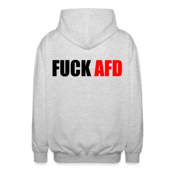Fuck afd - Unisex Hooded Jacket - light heather grey - Back - AI Model Male 185 light (185cm)
