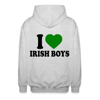 I love irish boys - Unisex Kapuzenjacke - Hellgrau meliert - Hinten - AI Model Male 185 light (185cm)