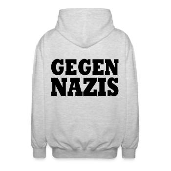 Gegen nazis - Unisex Kapuzenjacke - Hellgrau meliert - Hinten - AI Model Male 185 light (185cm)