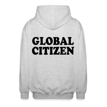 global citizen - Unisex Hooded Jacket - light heather grey - Back - AI Model Male 185 light (185cm)