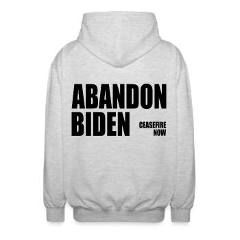 Abandon biden - Veste à capuche unisexe - gris clair chiné - Dos - AI Model Male 185 light (185cm)
