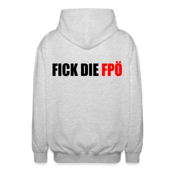 Fick die fpö - Unisex Kapuzenjacke - Hellgrau meliert - Hinten - AI Model Male 185 light (185cm)