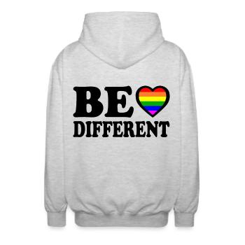 Be different - Unisex Hooded Jacket - light heather grey - Back - AI Model Male 185 light (185cm)