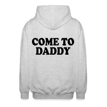 come to daddy - Unisex Hooded Jacket - light heather grey - Back - AI Model Male 185 light (185cm)
