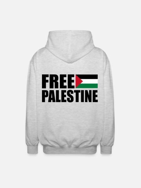 Free palestine - Unisex Kapuzenjacke - Hellgrau meliert
