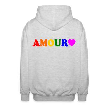 Amour - Unisex Kapuzenjacke - Hellgrau meliert - Hinten - AI Model Male 185 light (185cm)