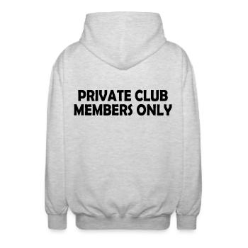private club members only - Unisex Hooded Jacket - light heather grey - Back - AI Model Male 185 light (185cm)
