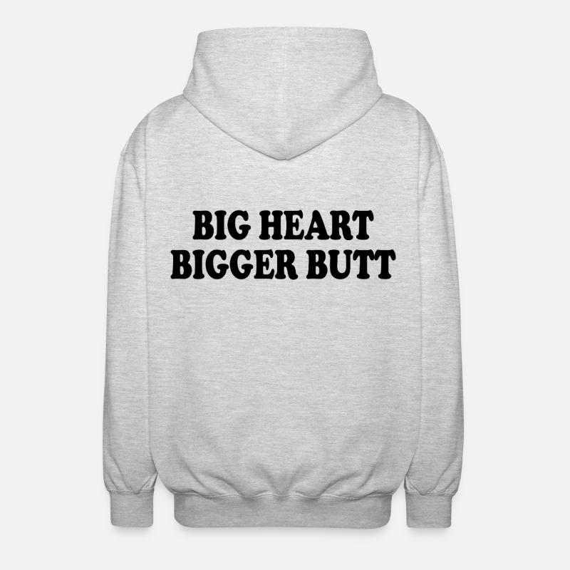 big heart bigger butt - Unisex Kapuzenjacke - Hellgrau meliert