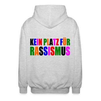kein platz für rassismus - Unisex Kapuzenjacke - Hellgrau meliert - Hinten - AI Model Male 185 light (185cm)