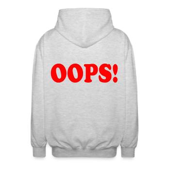 Oops - Unisex Hooded Jacket - light heather grey - Back - AI Model Male 185 light (185cm)