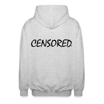 censored - Unisex Hooded Jacket - light heather grey - Back - AI Model Male 185 light (185cm)