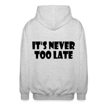 Its never too late - Veste à capuche unisexe - gris clair chiné - Dos - AI Model Male 185 light (185cm)