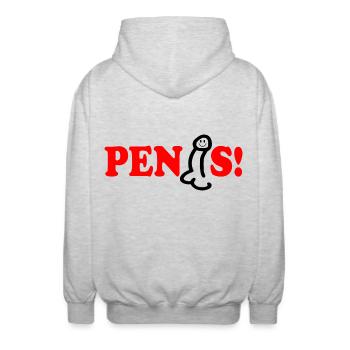Penis - Unisex Kapuzenjacke - Hellgrau meliert - Hinten - AI Model Male 185 light (185cm)