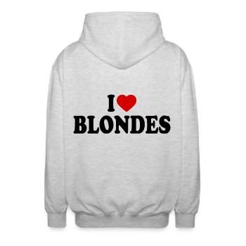 I love blondes - Unisex Kapuzenjacke - Hellgrau meliert - Hinten - AI Model Male 185 light (185cm)