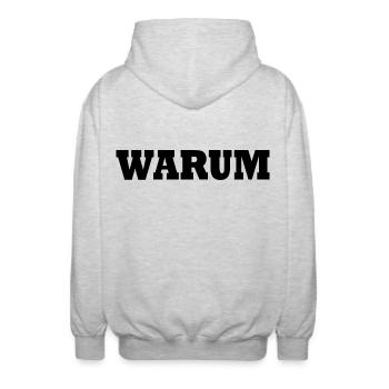 Warum - Unisex Kapuzenjacke - Hellgrau meliert - Hinten - AI Model Male 185 light (185cm)