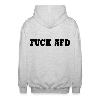 Fuck afd - Unisex Hooded Jacket - light heather grey - Back - AI Model Male 185 light (185cm)