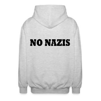 Pas de nazis - Veste à capuche unisexe - gris clair chiné - Dos - AI Model Male 185 light (185cm)