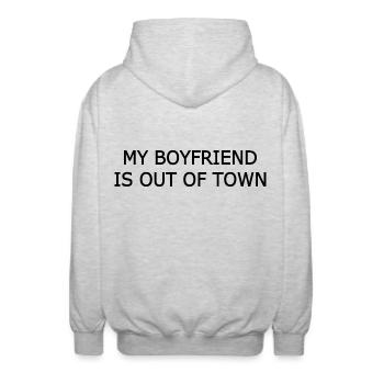 my boyfriend if out of town - Veste à capuche unisexe - gris clair chiné - Dos - AI Model Male 185 light (185cm)